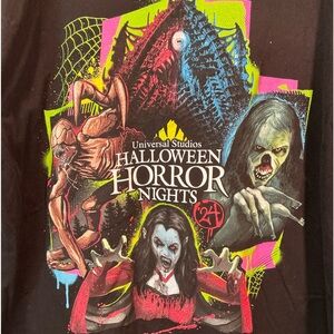 Halloween Horror Nights 2024 Black Graphic T-Shirt 3XL